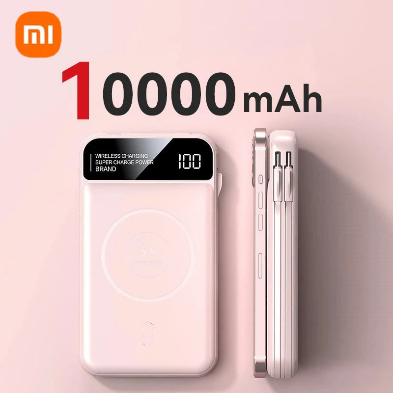 Xiaomi Power Bank 50000mah Wireless Charging Magsafe Power Bank Magnetic Charging Built-in Wire Mobile Phone Battery For Iphone