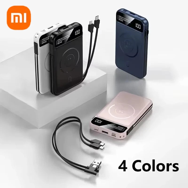 Xiaomi Power Bank 50000mah Wireless Charging Magsafe Power Bank Magnetic Charging Built-in Wire Mobile Phone Battery For Iphone