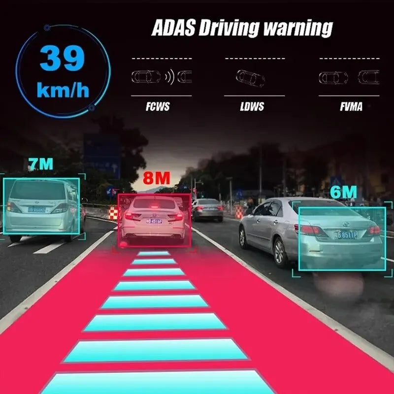Car DVR Dash Cam – Full HD 1080P with ADAS, Voice Alarm & Video Recording
