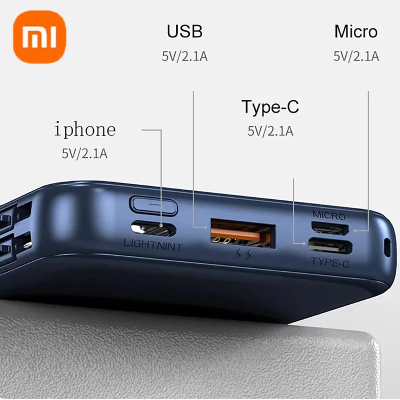 Xiaomi Power Bank 50000mah Wireless Charging Magsafe Power Bank Magnetic Charging Built-in Wire Mobile Phone Battery For Iphone