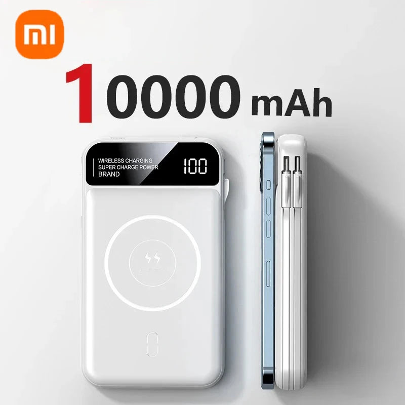 Xiaomi Power Bank 50000mah Wireless Charging Magsafe Power Bank Magnetic Charging Built-in Wire Mobile Phone Battery For Iphone