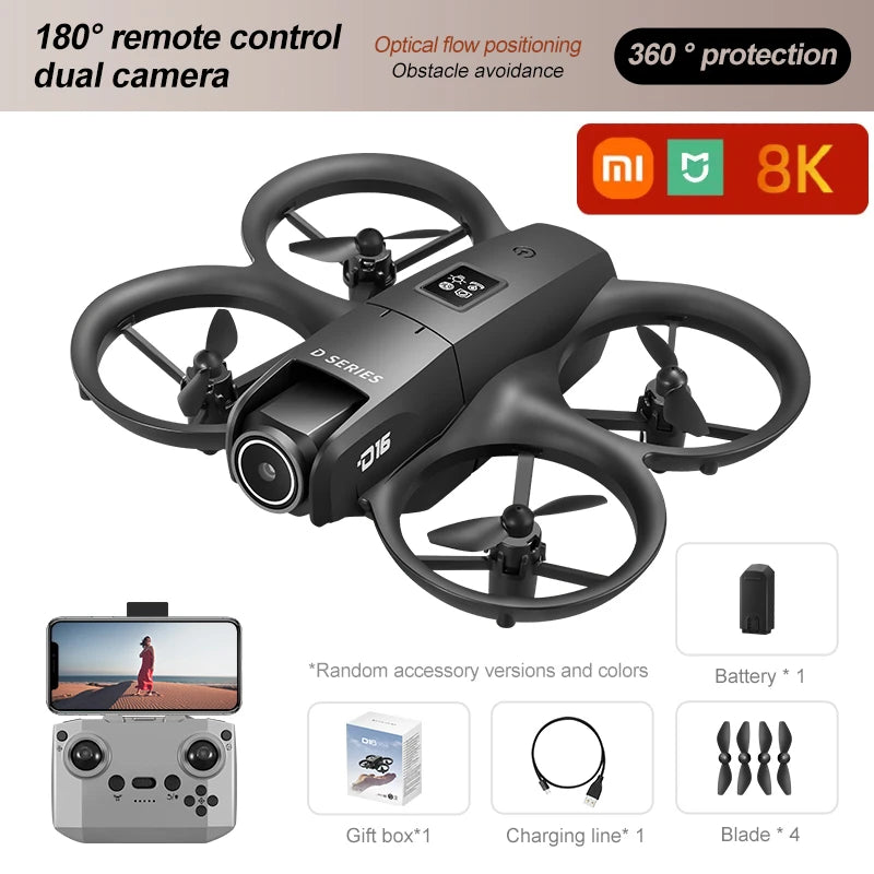 Xiaomi D16 Mini Drone – 8K HD Camera with 180° Electric Adjustable Lens