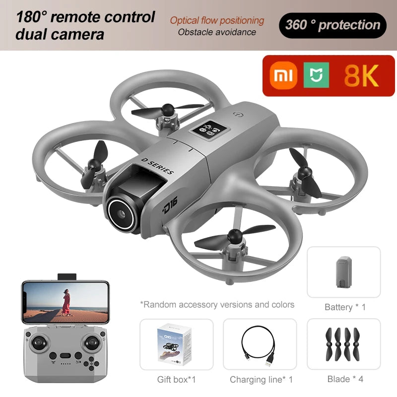 Xiaomi D16 Mini Drone – 8K HD Camera with 180° Electric Adjustable Lens